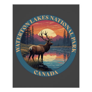 Póster Parque Nacional de los Lagos Waterton de Canadá