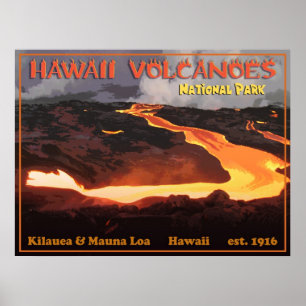 Póster Parque nacional de los Volcanes de Hawái