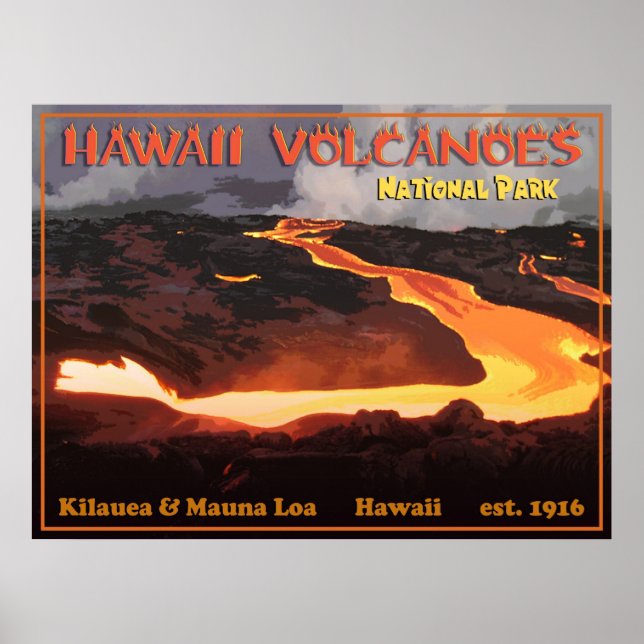 Póster Parque nacional de los Volcanes de Hawái (Frente)