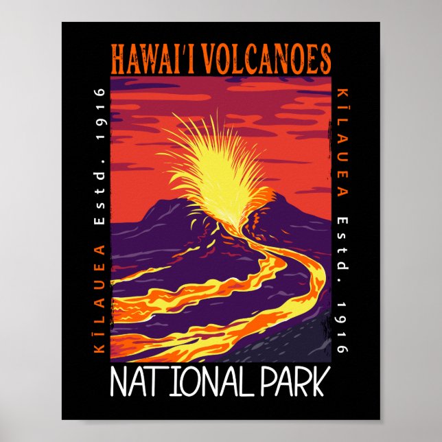 Póster Parque nacional de los Volcanes de Hawái con probl (Frente)