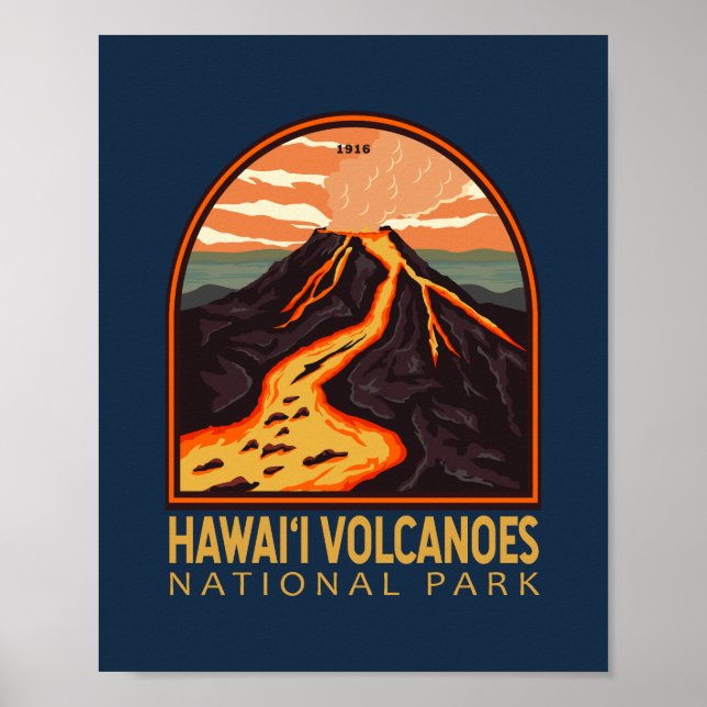 Póster Parque nacional de los Volcanes de Hawái Emblem Vi (Frente)