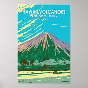 Póster Parque nacional de los Volcanes de Hawái Mauna Loa