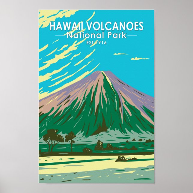 Póster Parque nacional de los Volcanes de Hawái Mauna Loa (Frente)