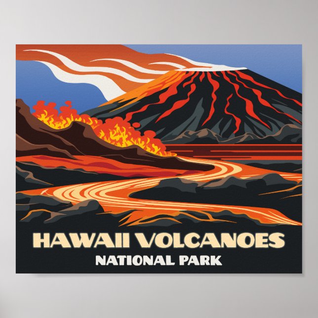 Póster Parque nacional de los Volcanes de Hawái Mauna Loa (Frente)