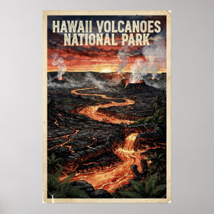 Póster Parque Nacional de los Volcanes de Hawái Viaje Vin