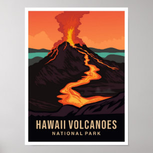 Póster Parque Nacional de los Volcanes de Hawái Viajes a 