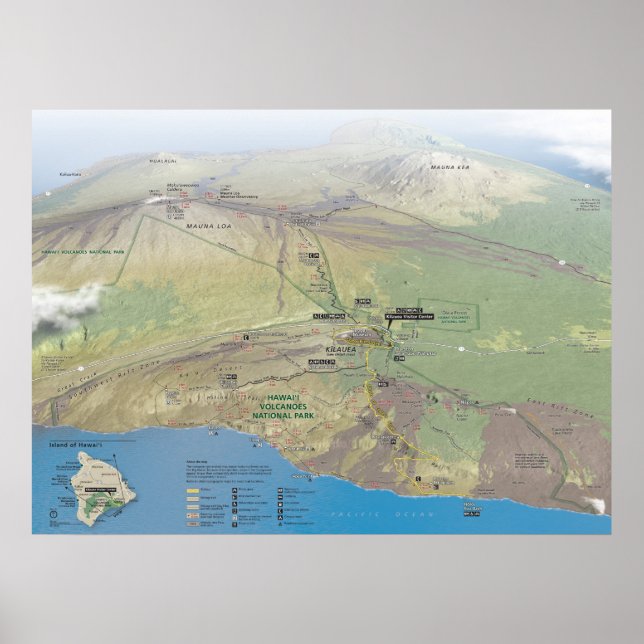 Póster Parque nacional de los Volcanes Hawai'i (Frente)