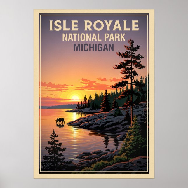 Póster Parque nacional de Michigan Isle Royale V02 (Frente)
