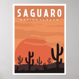 Póster Parque nacional de Saguaro Ilustracion de Viajes V