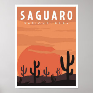 Póster Parque nacional de Saguaro Ilustracion de Viajes V