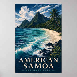Póster Parque Nacional de Samoa Americana Modern Woodbloc