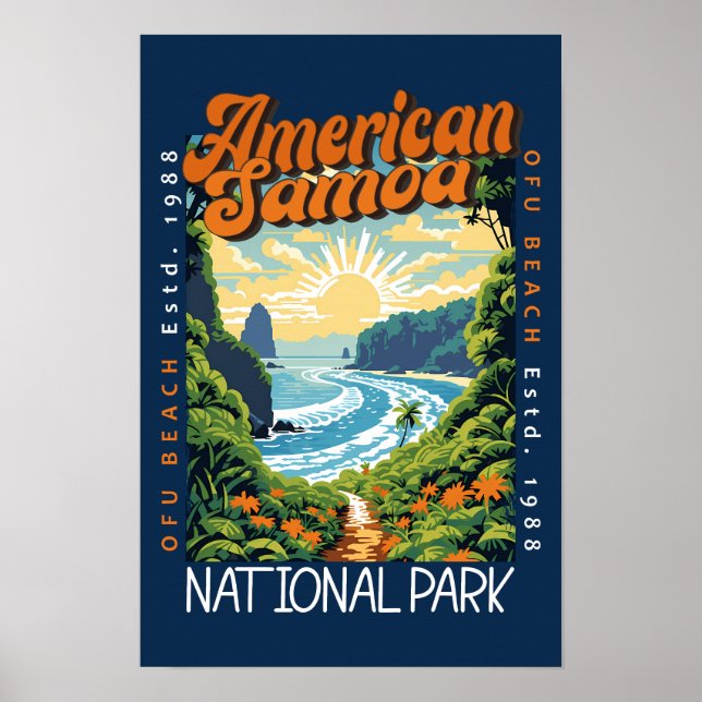 Póster Parque Nacional de Samoa Americana Retro Distorsio (Frente)