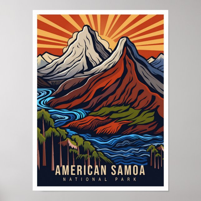 Póster Parque Nacional de Samoa Americana Viajes a EE. UU (Frente)