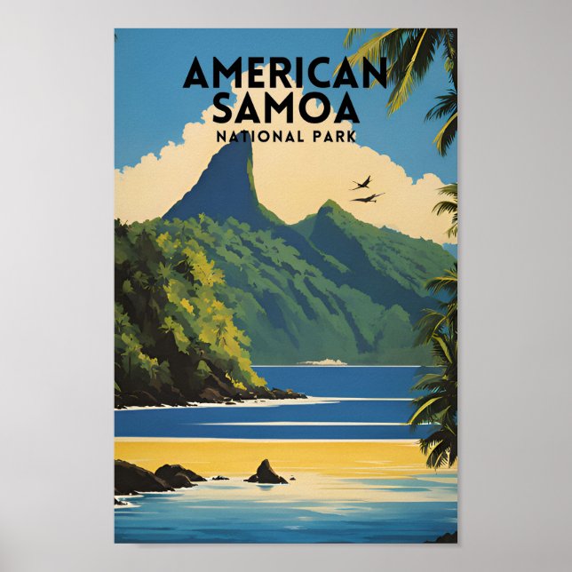 Póster Parque nacional de Samoa Americana Vintage (Frente)