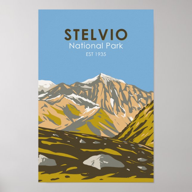 Póster Parque nacional de Stelvio Italia Alpes Central Vi (Frente)