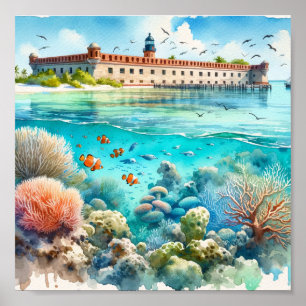 Póster Parque nacional de Tortugas Secas