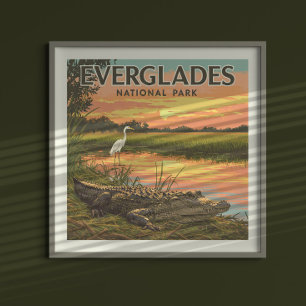 Póster Parque nacional de Vintage Everglades