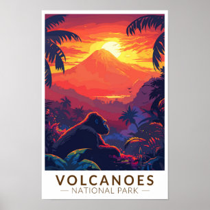 Póster Parque Nacional de Volcanes Viaje a Gorilas de Mon