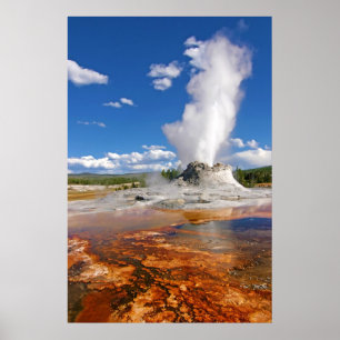 Póster Parque nacional de Yellowstone de la erupción del