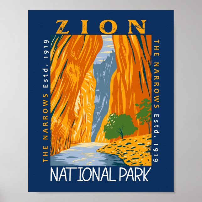 Póster Parque Nacional de Zion, Utah, Las Aranceles (Frente)