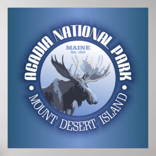 Póster Parque nacional del Acadia (alces)