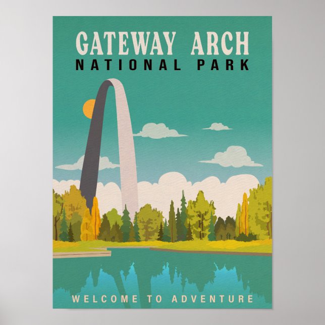 Póster Parque nacional del Arco de Gateway - Missouri Sai (Frente)