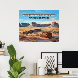 Póster Parque nacional del bosque petrolero, desierto de