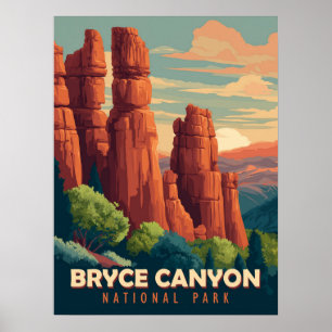 Póster Parque nacional del cañón Bryce de Viaje Vintage U