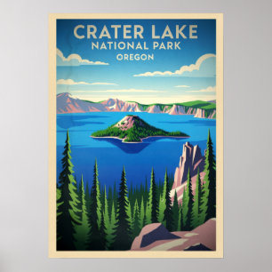 Póster Parque nacional del cráter de Oregón V01