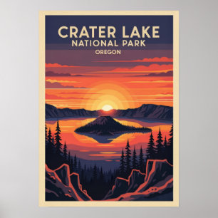 Póster Parque nacional del cráter de Oregón V02