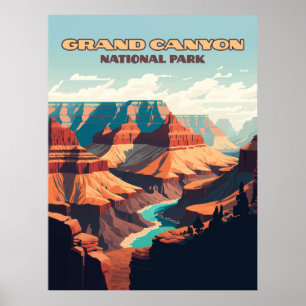 Póster Parque nacional del Gran Cañón, Arizona Retro