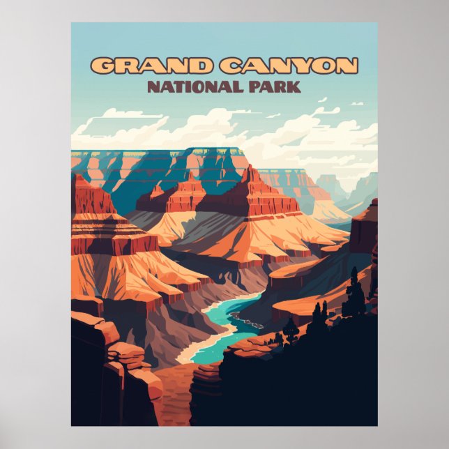 Póster Parque nacional del Gran Cañón, Arizona Retro (Frente)