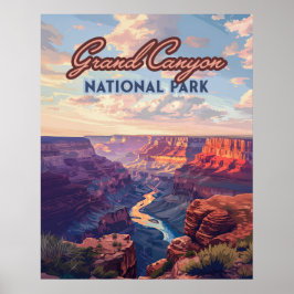 Póster Parque nacional del Gran Cañón, Arizona Retro
