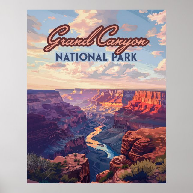 Póster Parque nacional del Gran Cañón, Arizona Retro (Frente)