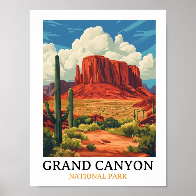 Póster Parque nacional del Gran Cañón Viaje de época (Frente)