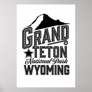 Póster Parque nacional del Gran Tetón, afiche de la época
