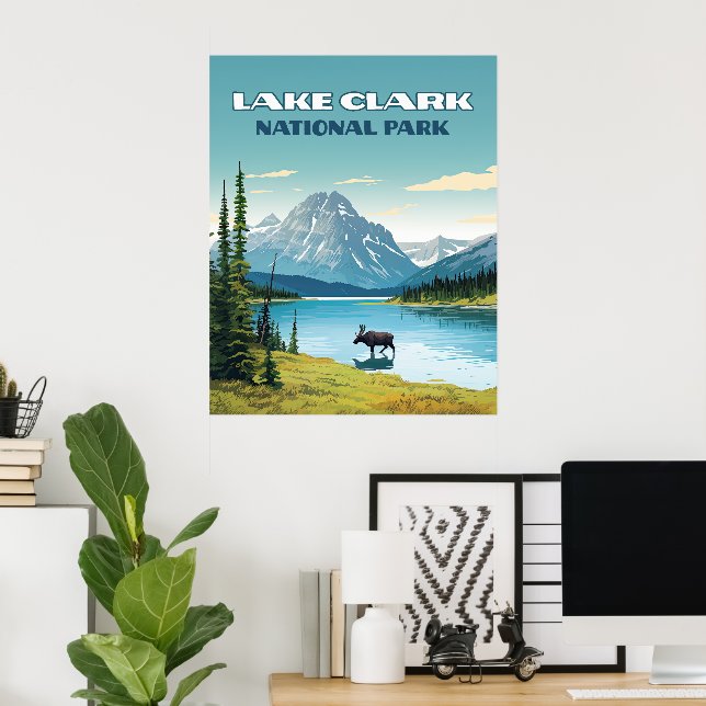 Póster Parque nacional del Lago Clark Viaje de Alaska Vin (Oficina en casa)