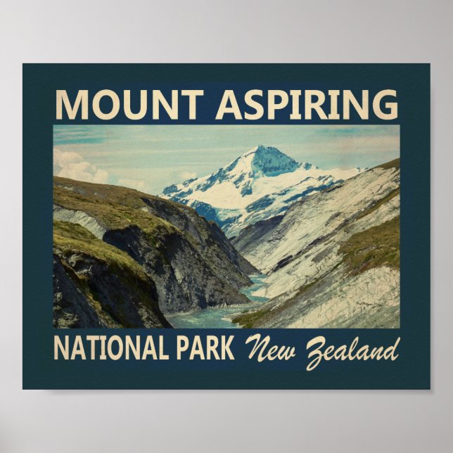 Póster Parque nacional del Monte Aspirante Nueva Zelanda  (Frente)
