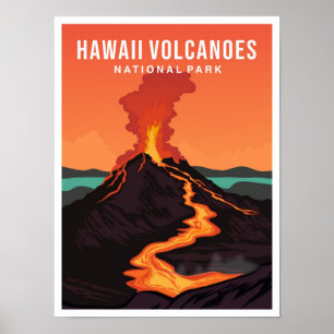 Póster Parque Nacional del Volcán de Hawái Viajes a EE. U
