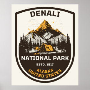 Póster Parque Nacional Denali, Actividades al Aire Libre 