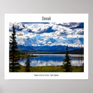 Póster Parque nacional Denali, escenario natural y cita