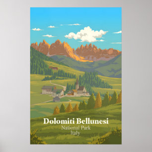 Póster Parque Nacional Dolomiti Bellunesi Italia Viajes