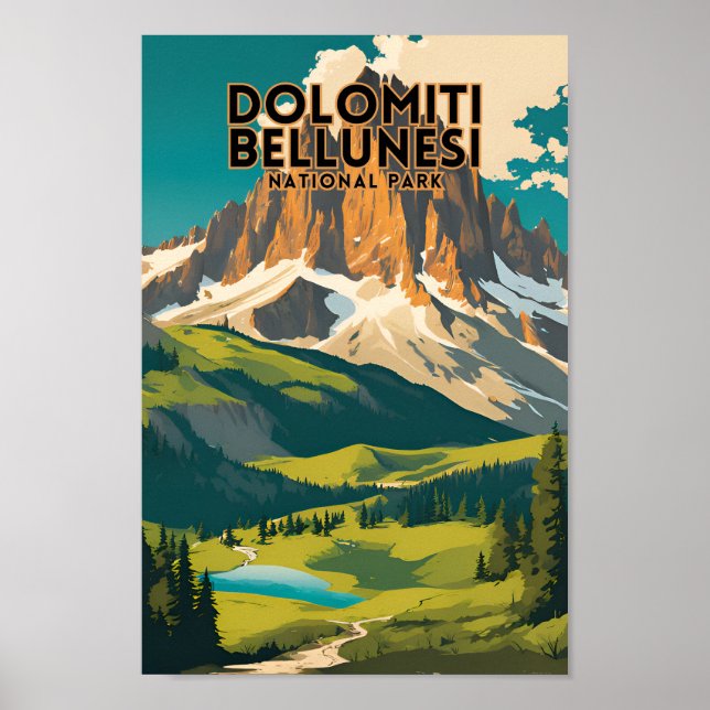 Póster Parque nacional Dolomiti Bellunesi Viajes de Vinta (Frente)