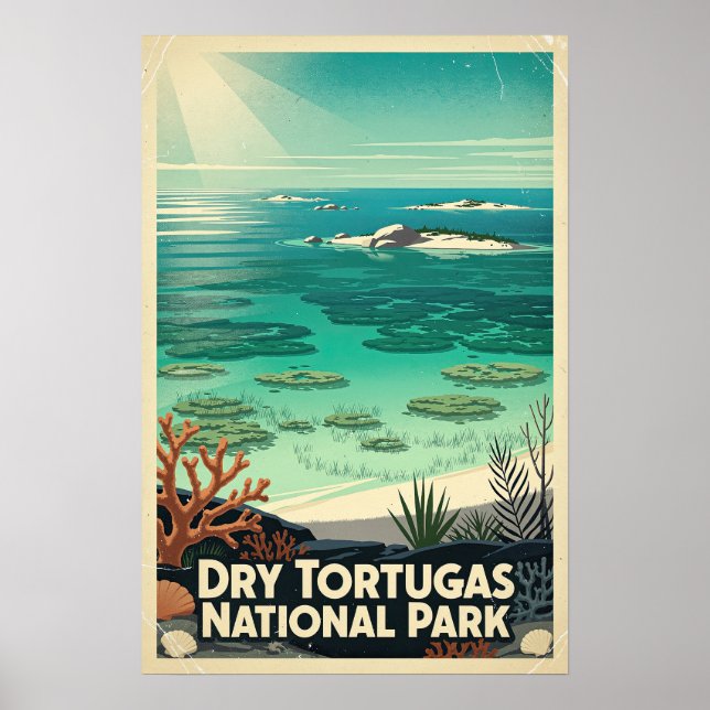 Póster Parque Nacional Dry Tortugas Retro (Frente)
