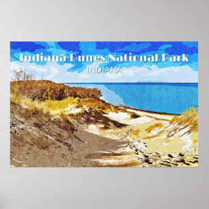 Póster Parque nacional Dunas de Indiana