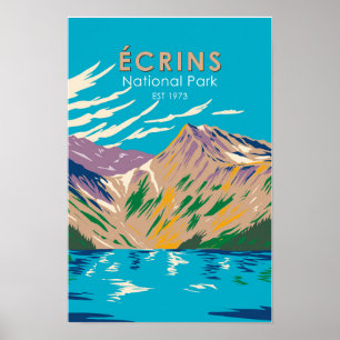 Póster Parque Nacional Ecrins Alpes de Dauphiné Francia