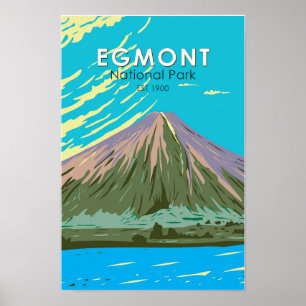 Póster Parque Nacional Egmont Nueva Zelanda Vintage
