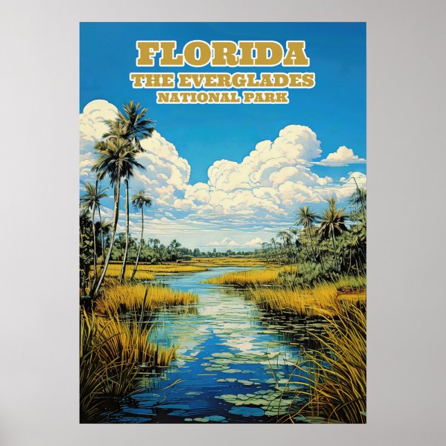 Póster Parque nacional Everglades de Florida V02 (Frente)