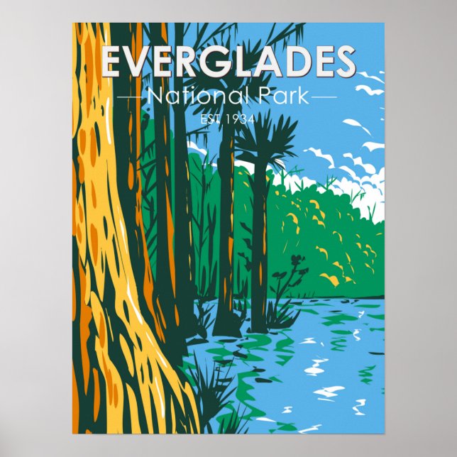 Póster Parque nacional Everglades Florida Vintage (Frente)