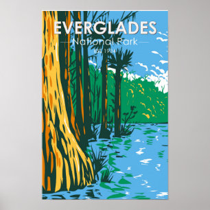 Póster Parque nacional Everglades Florida Vintage